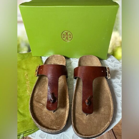 Tory Burch Womens Mellow Leather Flatform Slip On Sandals Shoes NWT - Picture 14 of 15